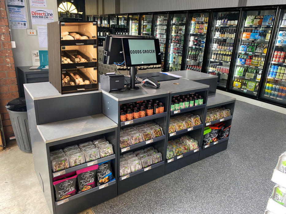 Palram Countertop Bakery Display Case with Illuminated Soft-Close Drawers & Tempered Glass – 21"W x 32"H x 20"D - Donut-Equipment.com