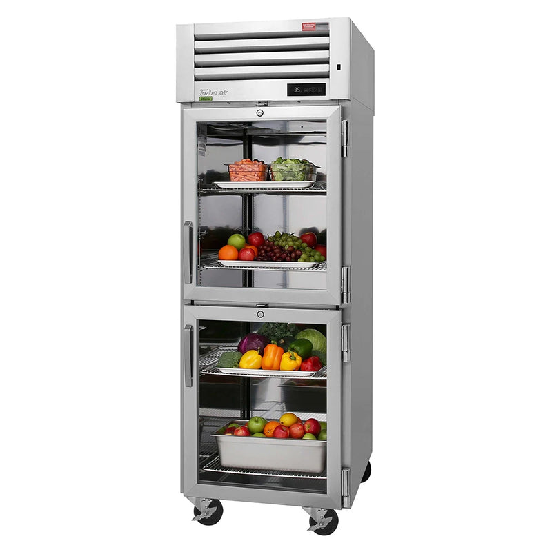 Turbo Air PRO-26-2R-G-N 28 3/4" One Section Reach In Refrigerator, (2) Right Hinge Glass Doors, 115v - Donut-Equipment.com