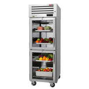 Turbo Air PRO-26-2R-GS-PT-N 28 3/4" One Section Pass Thru Refrigerator, (2) Glass Doors, (2) Solid Doors, Right Hinge, 115v - Donut-Equipment.com