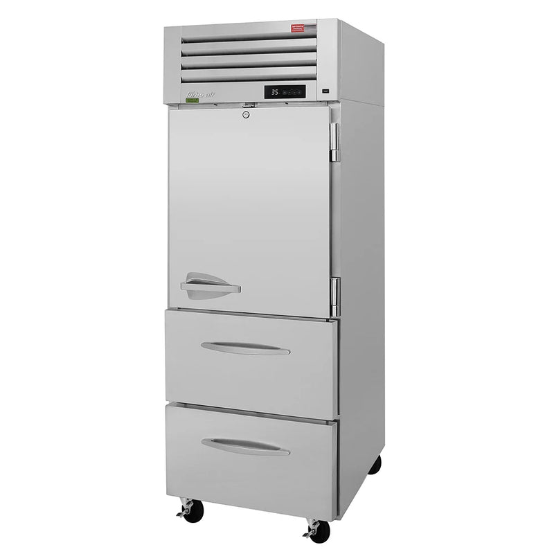 Turbo Air PRO-26R-D2-N 28 3/4" One Section Reach In Refrigerator - (1) Right Hinge Solid Door & (2) Drawers, 115v - Donut-Equipment.com