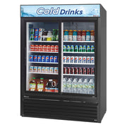 Turbo Air TGM-48RB-N 56" Series Two Section Glass Door Merchandiser - (2) Sliding Doors, Black, 115v - Donut-Equipment.com