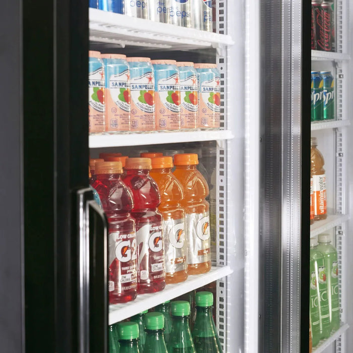 Turbo Air TGM-48RB-N 56" Series Two Section Glass Door Merchandiser - (2) Sliding Doors, Black, 115v - Donut-Equipment.com