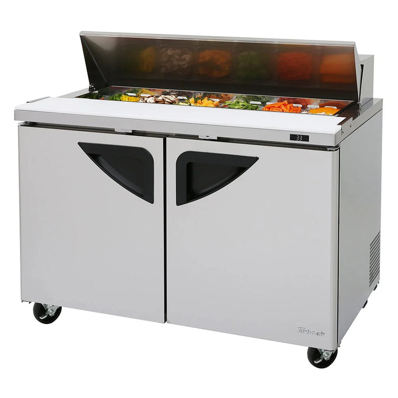 Turbo Air TST-48SD-N 48" Super Deluxe 2 Door Refrigerated Sandwich Prep Table - Donut-Equipment.com