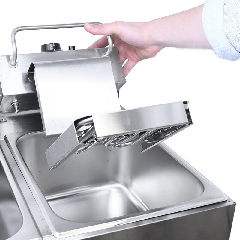 Omcan 12 lb x 2 Double Tank Countertop Electric Fryer – 2700W, 110V Commercial Dual Basket Deep Fryer for Restaurants, Concession Stands & Foodservice Kitchens
