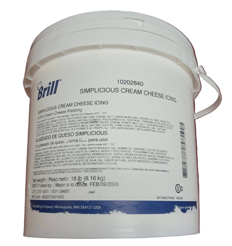 Brill Simplicious Cream Cheese Icing 18 lbs - Donut-Equipment.com
