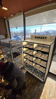 Palram Bakery Display Endcap with Illuminated Compartments & Open Bottom Storage – 40"W x 60"H x 20"D - Donut-Equipment.com