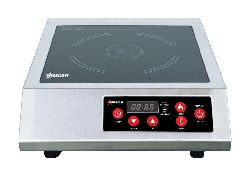 Omcan 3.5 kW Stainless Steel Commercial Countertop Induction Cooker – High-Power Electric Induction Cooktop for Restaurants, Catering & Foodservice Kitchens - Donut-Equipment.com