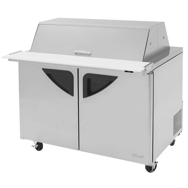 Turbo Air TST-48SD-18-N-DS 48" 2 Door Mega Top Dual Sided Refrigerated Sandwich Prep Table - Donut-Equipment.com