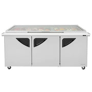 Turbo Air TST-72SD-30-N-GL 72" 3 Door Mega Top Hinged Glass Lid Refrigerated Sandwich Prep Table - Donut-Equipment.com