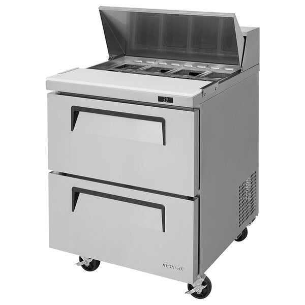 Turbo Air TST-28SD-D2-N 28" 2 Drawer Refrigerated Sandwich Prep Table - Donut-Equipment.com