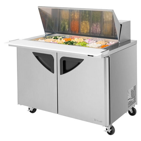 Turbo Air TST-48SD-18-N 48" 2 Door Mega Top Refrigerated Sandwich Prep Table - Donut-Equipment.com