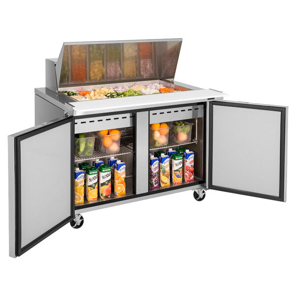 Turbo Air TST-48SD-18-N 48" 2 Door Mega Top Refrigerated Sandwich Prep Table - Donut-Equipment.com
