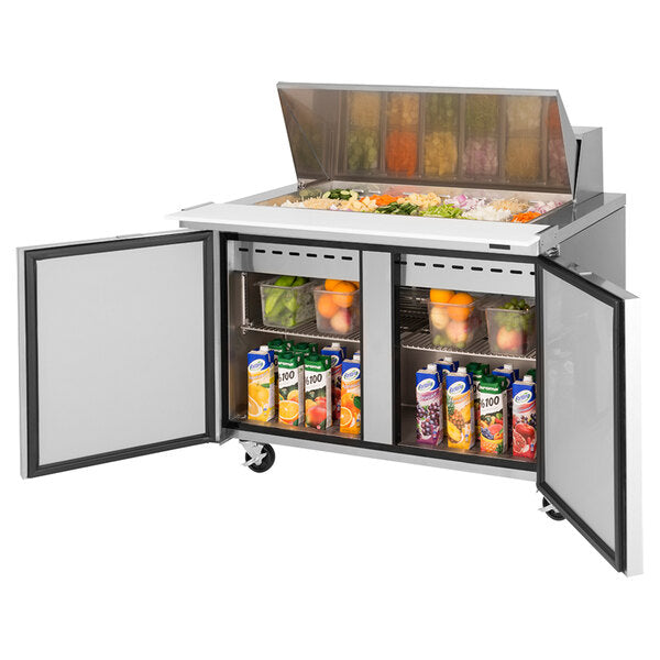 Turbo Air TST-48SD-18-N 48" 2 Door Mega Top Refrigerated Sandwich Prep Table - Donut-Equipment.com