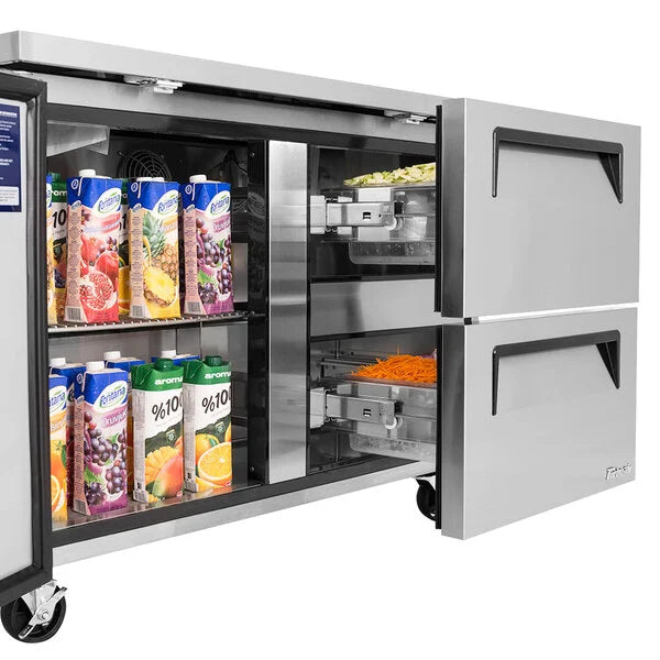 Turbo Air TWR-48SD-D2-N 48 1/4" Super Deluxe Worktop Refrigerator w/ (2) Sections, 2 Drawers & 1 Solid Door - Donut-Equipment.com