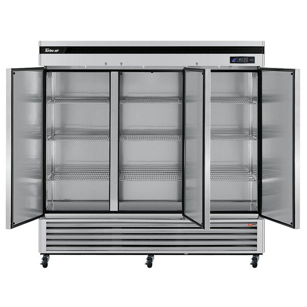 Turbo Air TSR-72SD-N Super Deluxe 82" Bottom Mounted Solid Door Reach-In Refrigerator with LED Lighting