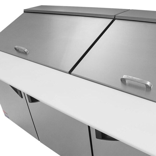 Turbo Air TST-72SD-30-N 73" Super Deluxe 3 Door Mega Top Refrigerated Sandwich Prep Table - Donut-Equipment.com