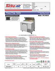 Turbo Air TPR-44SD-N 44" Super Deluxe Refrigerated Pizza Prep Table - Donut-Equipment.com