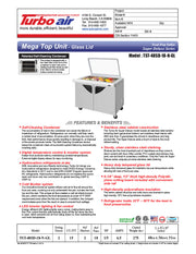 Turbo Air TST-48SD-18-N-GL 48" 2 Door Mega Top Hinged Glass Lid Refrigerated Sandwich Prep Table - Donut-Equipment.com