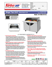 Turbo Air TST-48SD-18-N-SL 48" 2 Door Mega Top Sliding Lid Refrigerated Sandwich Prep Table - Donut-Equipment.com