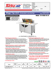 Turbo Air TST-48SD-18-E-N 72 5/8" Super Deluxe Mega Top Sandwich/Salad Prep Table w/ Refrigerated Base - Donut-Equipment.com