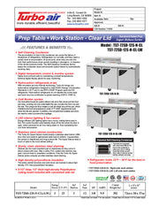 Turbo Air Super Deluxe TST-72SD-12S-N-CL 72" 3 Door Refrigerated Sandwich Prep Table with Clear Lid - Donut-Equipment.com