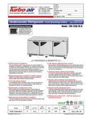 Turbo Air TUR-72SD-FB-N 72 1/4" W Undercounter Refrigerator w/ 3 Sections, Solid Doors & Front Breathing - Donut-Equipment.com