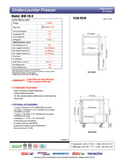 Turbo Air MUF-28-N 27 1/2" W Undercounter Freezer w/ 1 Section & 1 Solid Door - Donut-Equipment.com