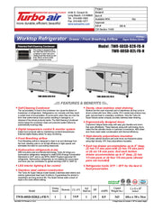 Turbo Air TWR-28SD-FB-N 27 1/2" Super Deluxe Worktop Refrigerator w/ (1) Section, 1 Solid Door, Front Breathing - Donut-Equipment.com