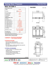 Turbo Air TGF-72SDH-N 78" White Super Deluxe Three Section Display Freezer w/ Swing Doors – Bottom Mount Compressor, LED Lighting, 115v - Donut-Equipment.com