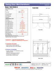 Turbo Air TGM-72RSB-N 78" Series Three Section Glass Door Merchandiser - (3) Left/Right Hinge Doors, Black, 115v - Donut-Equipment.com