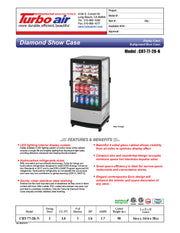 Turbo Air CRT-77-2R-N 17" Diamond Series Countertop Display Refrigerator – Pass-Thru Access, Swing Doors, Stainless Steel Finish, 115v - Donut-Equipment.com