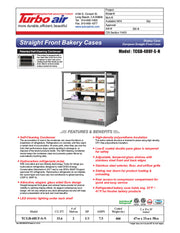 Turbo Air TCGB-48UF-S-N 47-7/8" Refrigerated Straight Glass Full-Service Bakery Display Case, 3 Levels, Stainless Steel Exterior, 115v - Donut-Equipment.com