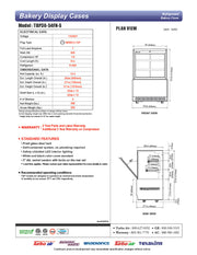 Turbo Air TBP36-54FN-S 35 3/8" Refrigerated Bakery Display Case w/ Straight Glass - (3) Levels, 115v, Stainless Steel - Donut-Equipment.com