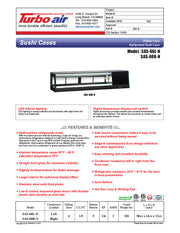 Turbo Air SAS-60R-N 60" Straight Glass Refrigerated Food/Sushi Case - Right Side Compressor - Donut-Equipment.com