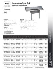BK Resources Stainless Steel 3 Compartment Convenience Store Sink – 14"L x 10"W x 10"D Bowls - Donut-Equipment.com