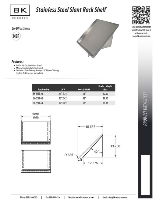 BK Resources 48" Left-Side Rinse Table Kit, 16-Gauge Stainless Steel - Donut-Equipment.com