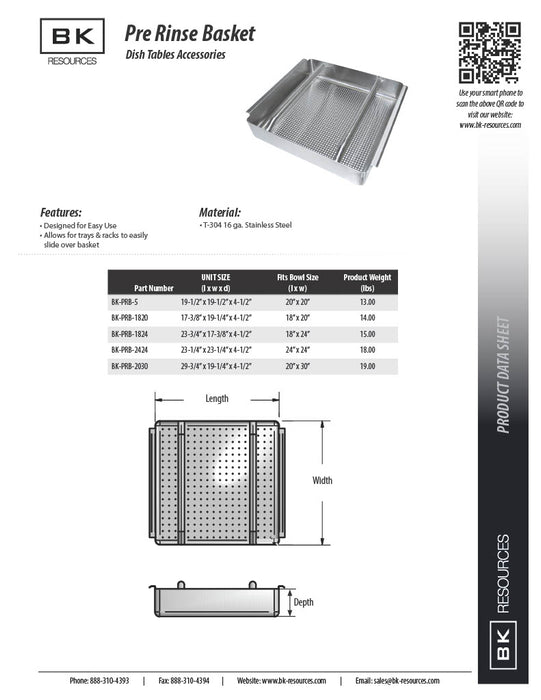 BK Resources 48" Left-Side Rinse Table Kit, 16-Gauge Stainless Steel - Donut-Equipment.com