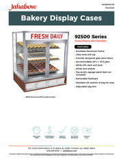 Jahabow 92500 Series 31"L x 24"D x 36"H Countertop Donut/Pastry Display Case – Aluminum, Tempered Glass, w/ 3 Shelves, Non-Refrigerated - Donut-Equipment.com