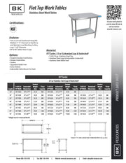 BK Resources 24" x 24" 18 Gauge Stainless Steel Work Table with Undershelf – Prep Table - Donut-Equipment.com