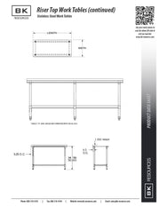 BK Resources 72" x 24" 18 Gauge Stainless Steel Work Table with Undershelf & 1.5" Riser – Prep Table - Donut-Equipment.com