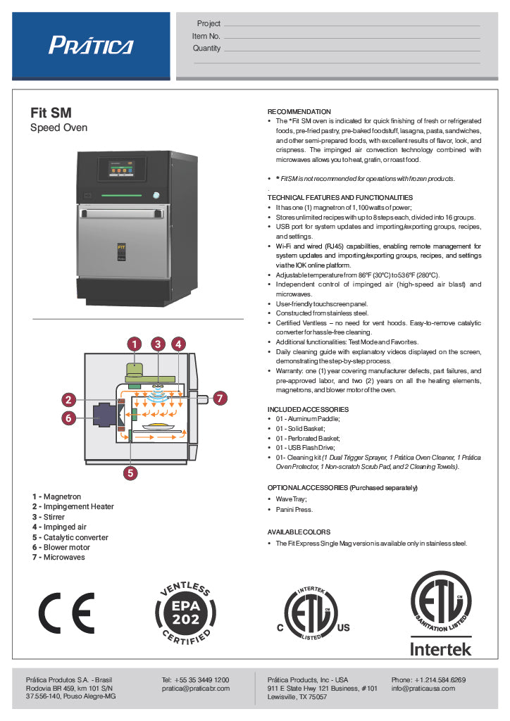 Prática Fit Express SM Single Mag Ventless High-Speed Commercial Rapid Cook Oven, Countertop Design - Donut-Equipment.com
