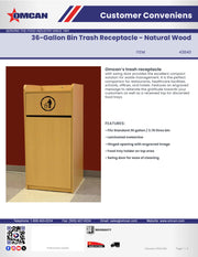 Omcan Trash Receptacle for 36 Gallon Bin – Natural Wood Commercial Waste Bin Enclosure, Durable Foodservice Use - Donut-Equipment.com