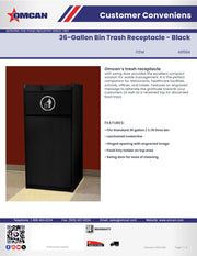 Omcan Trash Receptacle for 36-Gallon Bin – Black Commercial Waste Bin Enclosure, Durable Foodservice Use - Donut-Equipment.com