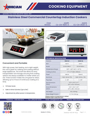 Omcan 3.5 kW Stainless Steel Commercial Countertop Induction Cooker – High-Power Electric Induction Cooktop for Restaurants, Catering & Foodservice Kitchens - Donut-Equipment.com