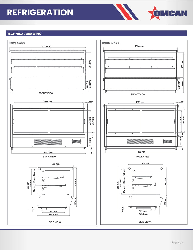 Omcan 35″ Square Glass Countertop Refrigerated Display Showcase – 5.65 Cu. Ft. (160L), Two-Shelf Stainless Steel Bakery & Merchandising Display Cooler