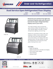 Omcan 36″ Open Refrigerated Floor Display Case – 12.5 Cu. Ft. (354L), One-Shelf Black Dual-Service Merchandising Display Cooler - Donut-Equipment.com
