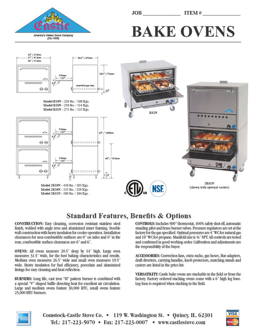 Comstock-Castle B31N 31" Restaurant-Type Gas Oven, Single Deck, Stainless Steel - Donut-Equipment.com