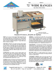 Comstock-Castle 2F330-72 72" Gas Restaurant Range, 72" Manual Griddle, 2 Standard Ovens, Stainless Steel Front, 204,000 BTU - Donut-Equipment.com
