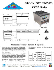 Comstock-Castle CCSP-1 18" Gas Stock Pot Range, 1 Double Burner, Cabinet Base, 110,000 BTU, Stainless Steel Front - Donut-Equipment.com