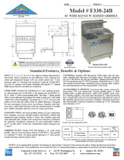 Comstock-Castle F330-24B 36" Gas Restaurant Range, 2 Open Burners, 24" Charbroiler, Single Standard Oven, Stainless Steel Front, 108,000 BTU - Donut-Equipment.com